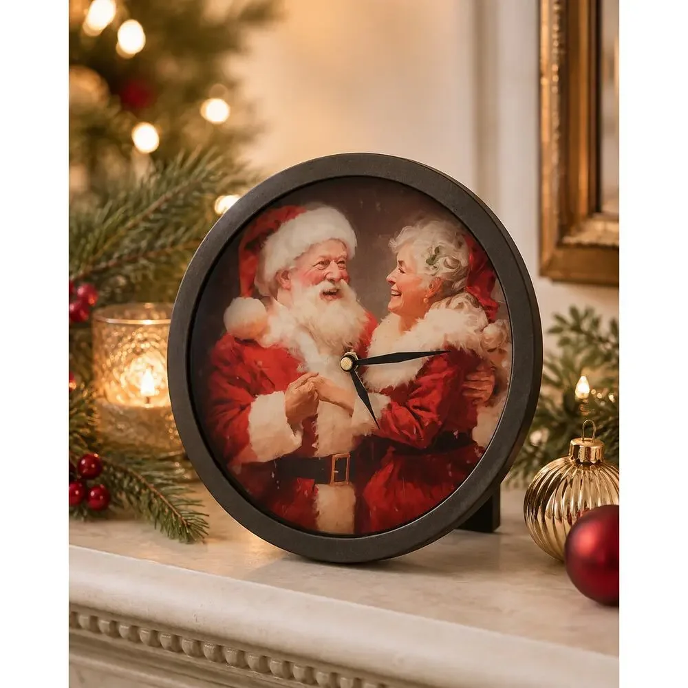 Rae Dunn Christmas Santa Clock 8” Easel Tabletop Hand Altered Holiday Decor